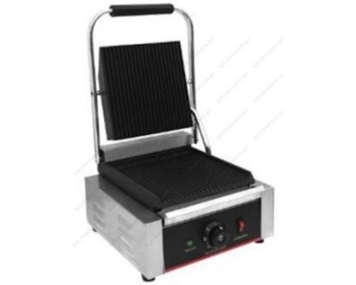 Commercial Single Contact Grill 31 x 34 cm Ribbed Bottom-Top Plate ITAL811 ITALSTAR 